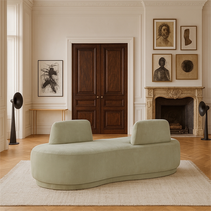 Meridian Furniture Argyle Mint Chenille Fabric Chaise/Loveseat