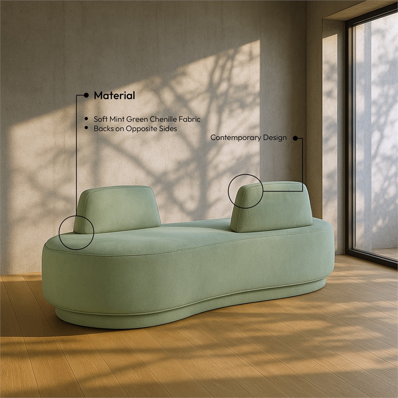 Meridian Furniture Argyle Mint Chenille Fabric Chaise/Loveseat