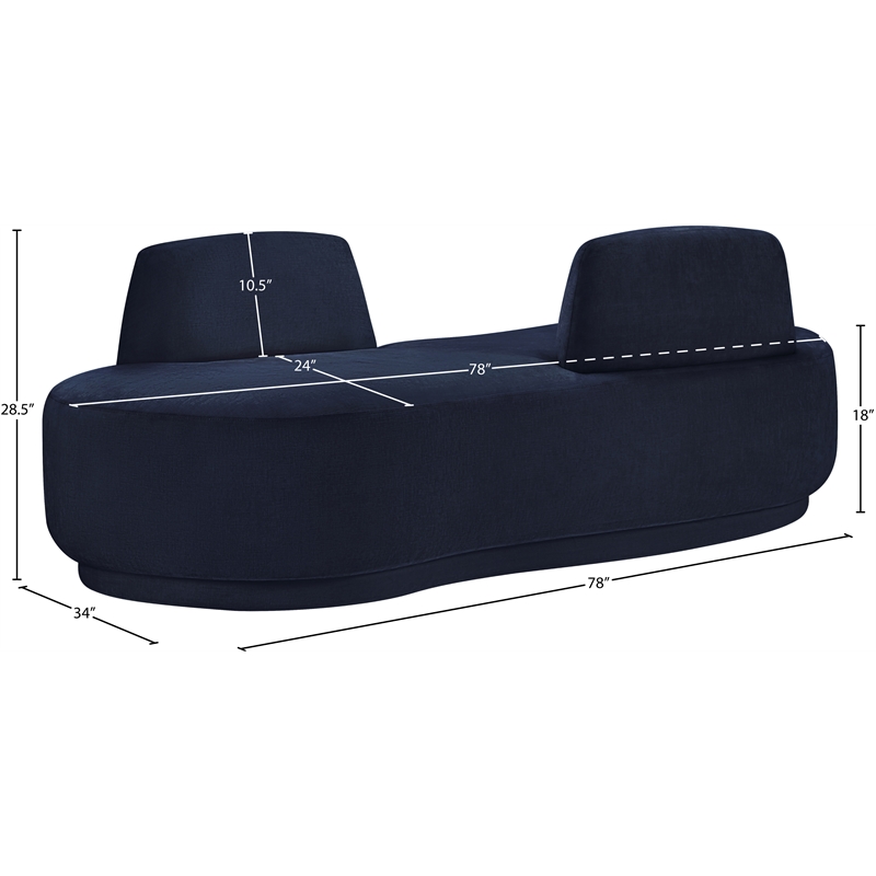 Meridian Furniture Argyle Navy Chenille Fabric Chaise/Loveseat