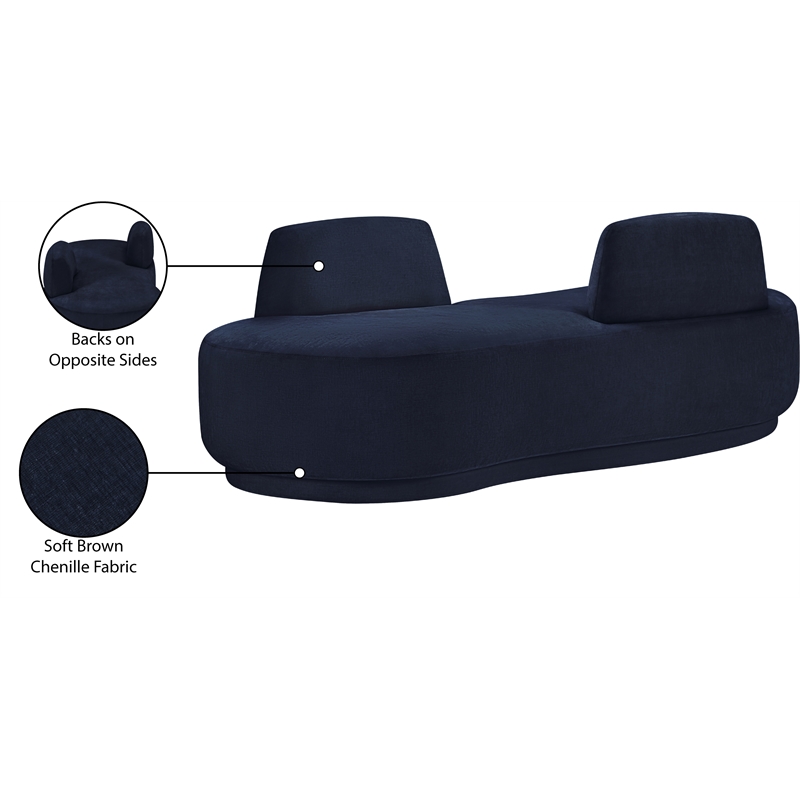 Meridian Furniture Argyle Navy Chenille Fabric Chaise/Loveseat