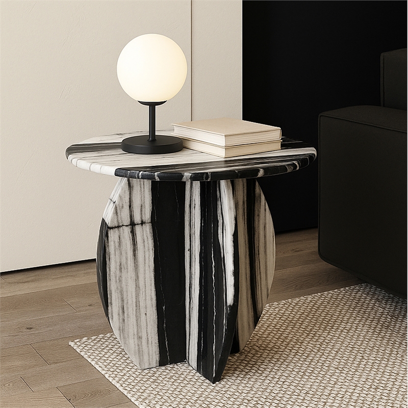 Meridian Furniture Formentera Panda Marble End Table
