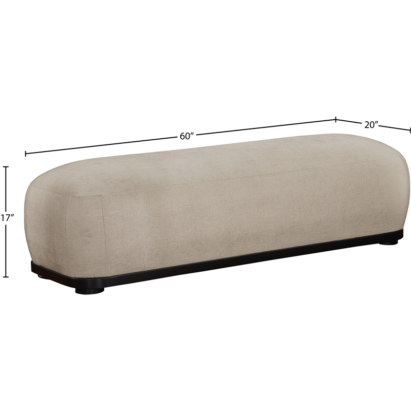 Meridian Furniture Calum Beige Chenille Fabric Bench