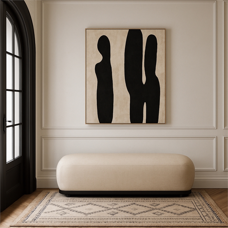 Meridian Furniture Calum Beige Chenille Fabric Bench