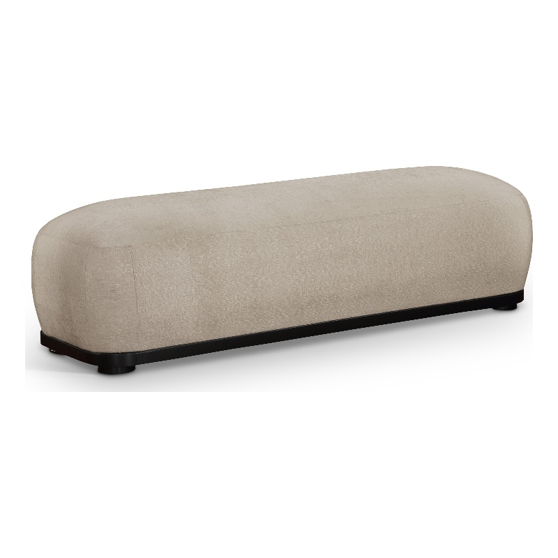Meridian Furniture Calum Beige Chenille Fabric Bench