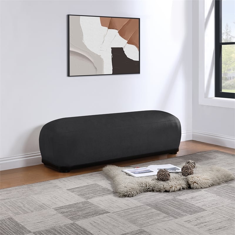 Meridian Furniture Calum Black Chenille Fabric Bench