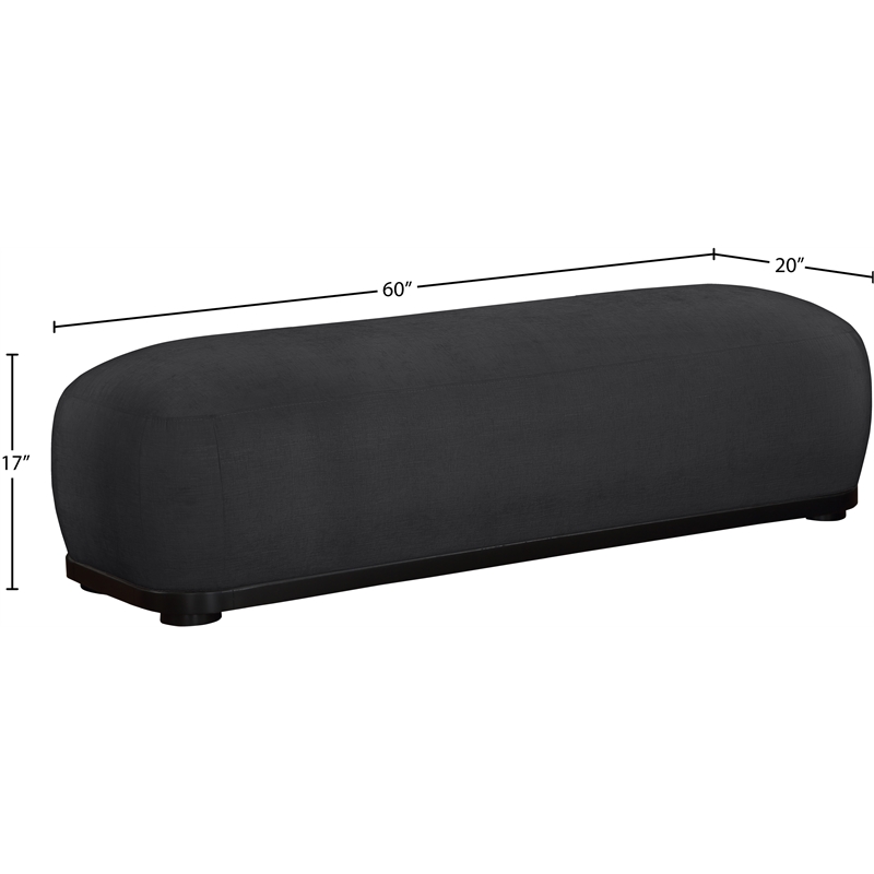 Meridian Furniture Calum Black Chenille Fabric Bench