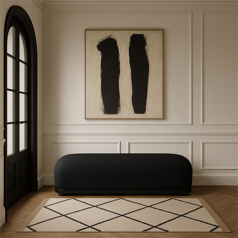 Meridian Furniture Calum Black Chenille Fabric Bench