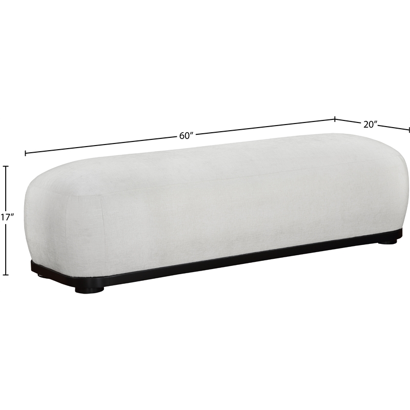 Meridian Furniture Calum Cream Chenille Fabric Bench