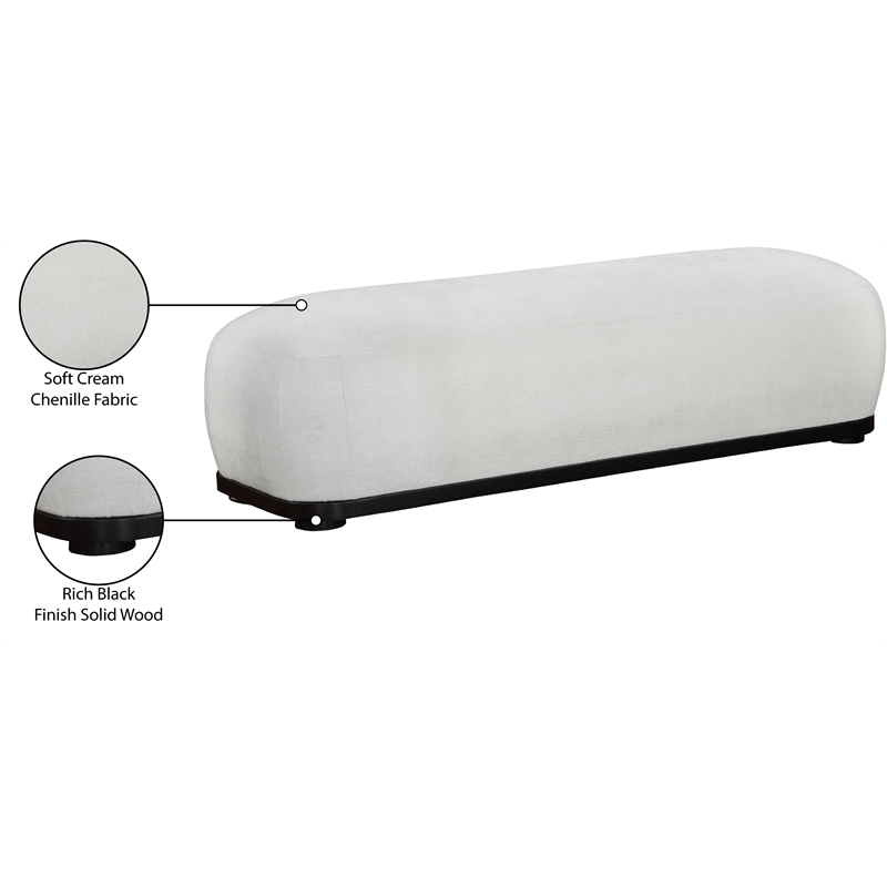 Meridian Furniture Calum Cream Chenille Fabric Bench