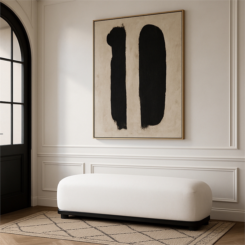 Meridian Furniture Calum Cream Chenille Fabric Bench