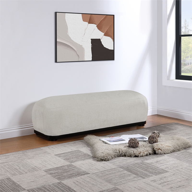 Meridian Furniture Calum Grey Chenille Fabric Bench