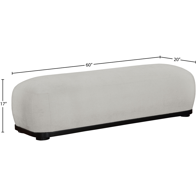 Meridian Furniture Calum Grey Chenille Fabric Bench