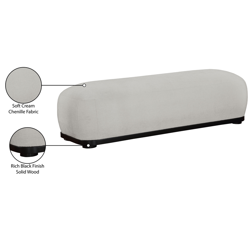 Meridian Furniture Calum Grey Chenille Fabric Bench