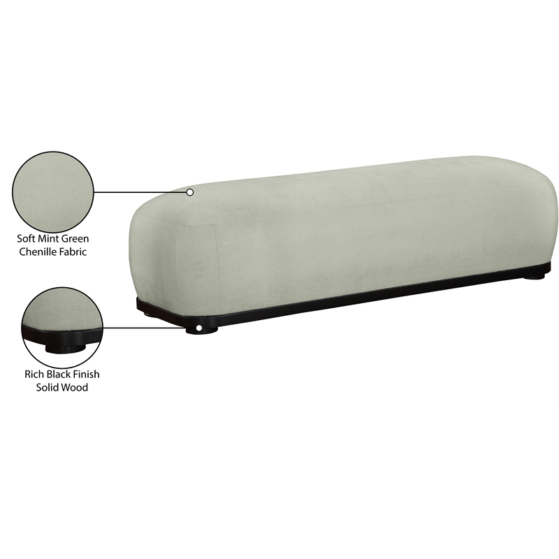 Meridian Furniture Calum Mint Chenille Fabric Bench