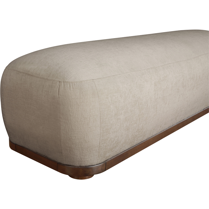 Meridian Furniture Calum Beige Chenille Fabric Bench