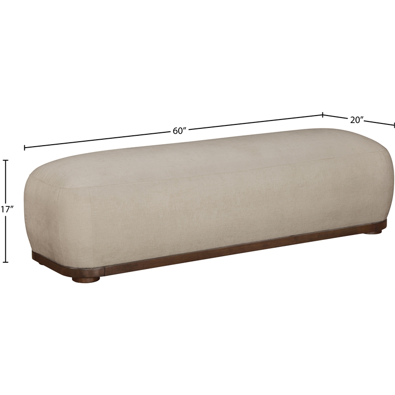Meridian Furniture Calum Beige Chenille Fabric Bench