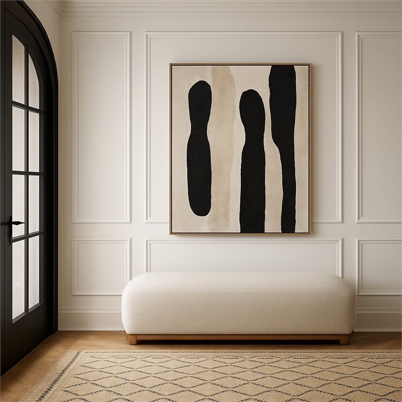 Meridian Furniture Calum Beige Chenille Fabric Bench