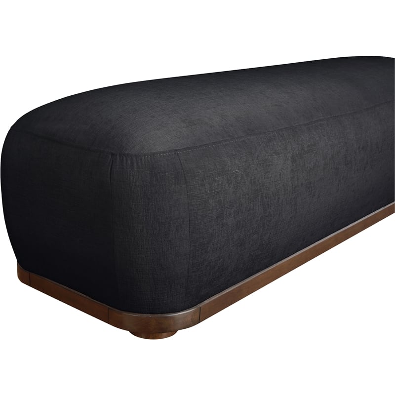 Meridian Furniture Calum Black Chenille Fabric Bench