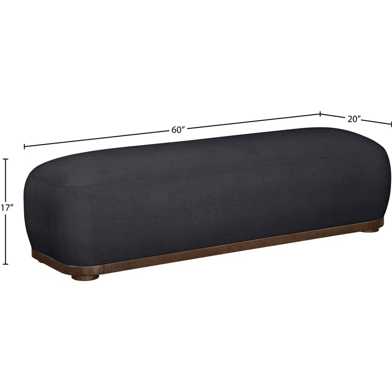 Meridian Furniture Calum Black Chenille Fabric Bench