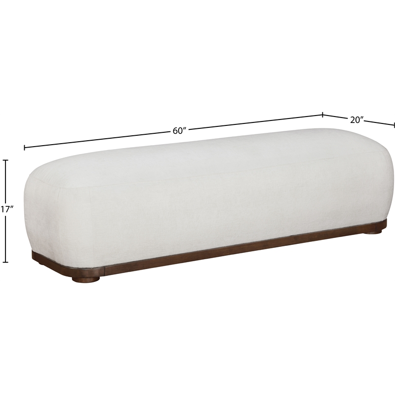 Meridian Furniture Calum Cream Chenille Fabric Bench