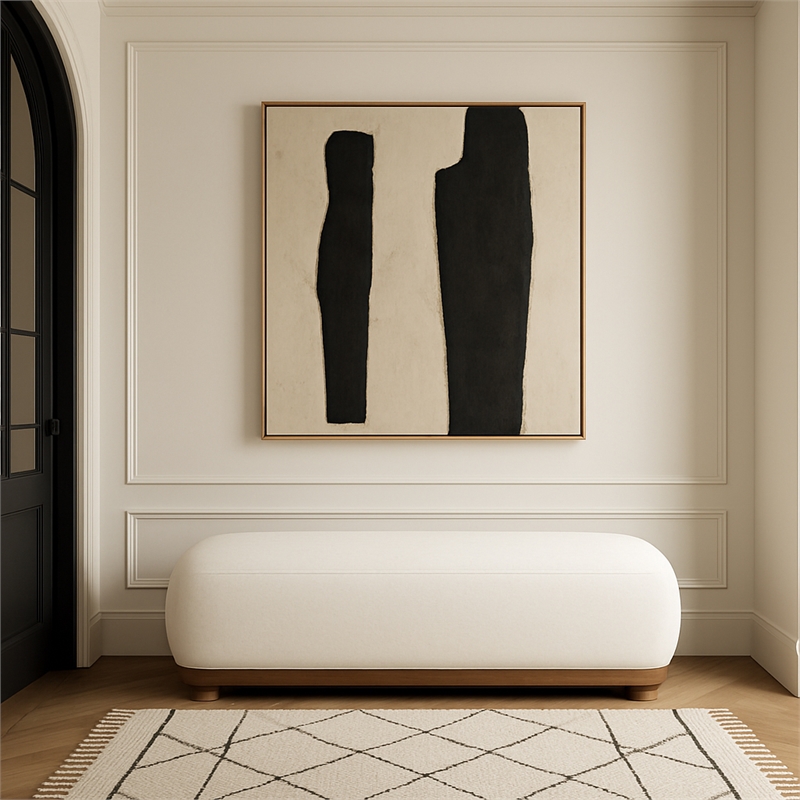 Meridian Furniture Calum Cream Chenille Fabric Bench