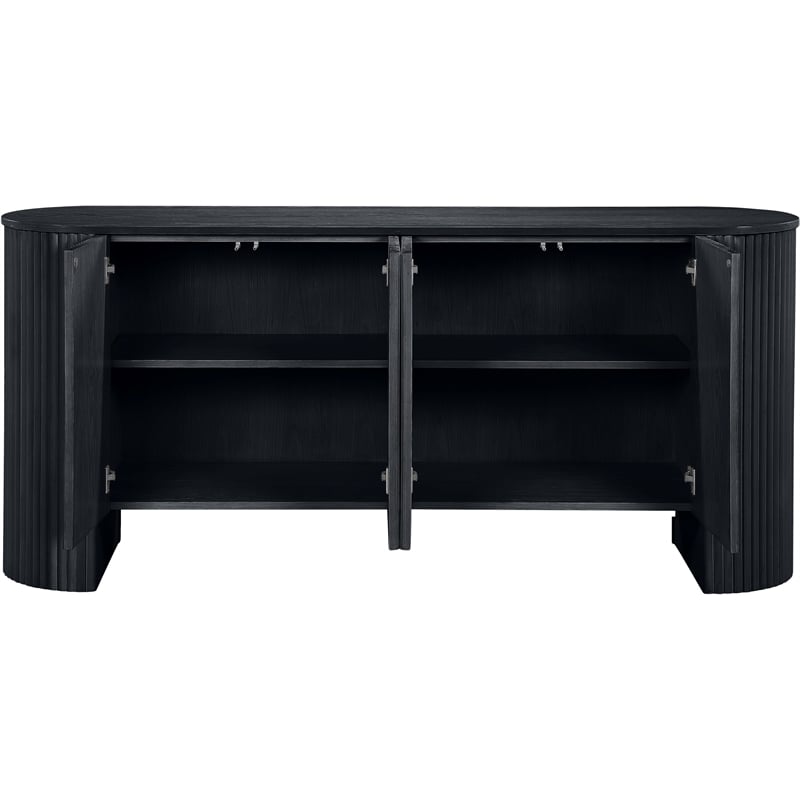 Meridian Furniture Belinda Black Beech Wood and Oak Veneer Sideboard/Buffet