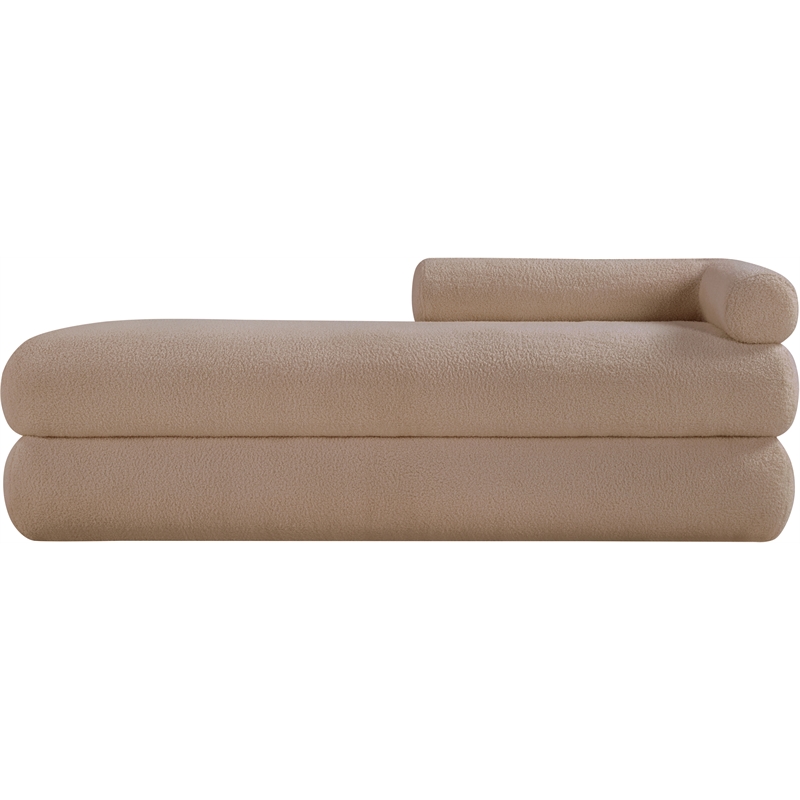 Meridian Furniture Kennedy Beige Faux Shearling Teddy Fabric Bench