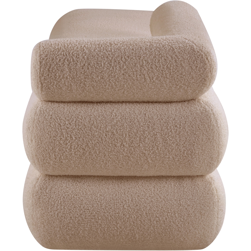 Meridian Furniture Kennedy Beige Faux Shearling Teddy Fabric Bench