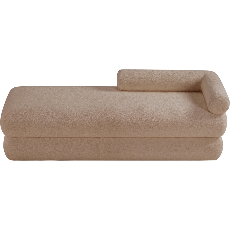 Meridian Furniture Kennedy Beige Faux Shearling Teddy Fabric Bench
