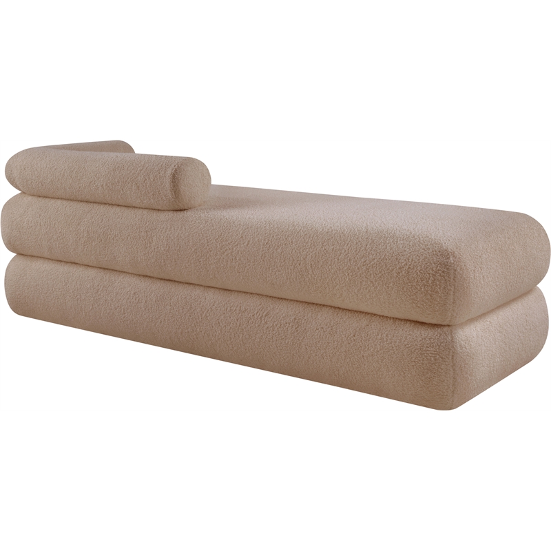 Meridian Furniture Kennedy Beige Faux Shearling Teddy Fabric Bench