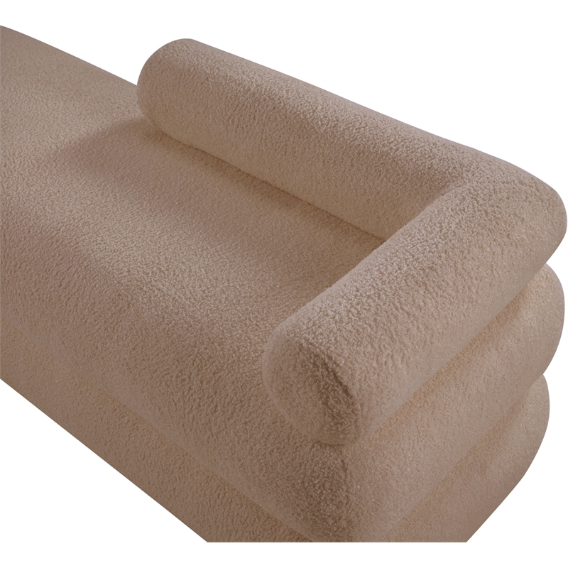 Meridian Furniture Kennedy Beige Faux Shearling Teddy Fabric Bench