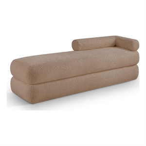Meridian Furniture Kennedy Beige Faux Shearling Teddy Fabric Bench