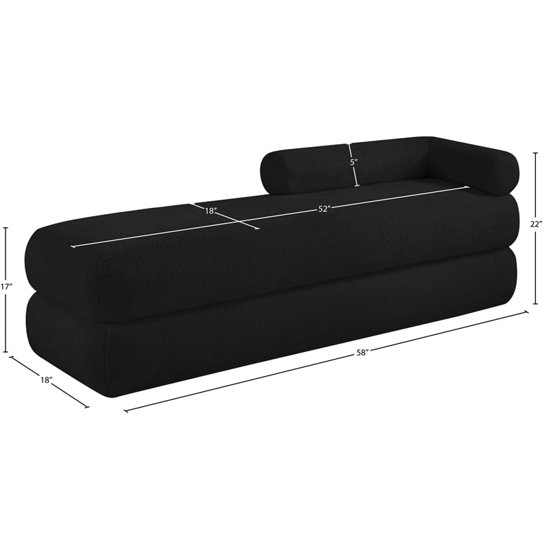 Meridian Furniture Kennedy Black Faux Shearling Teddy Fabric Bench