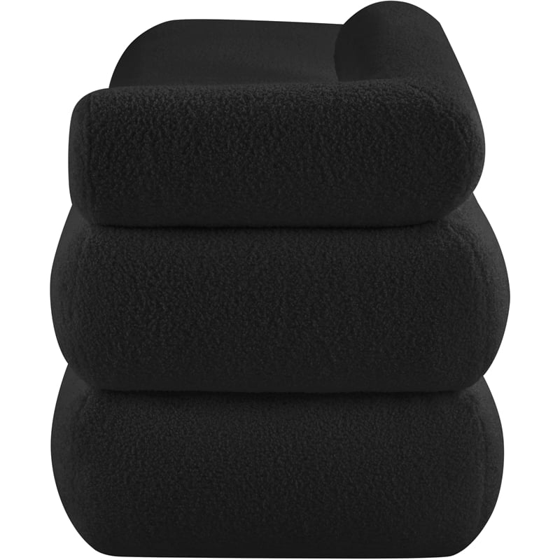 Meridian Furniture Kennedy Black Faux Shearling Teddy Fabric Bench