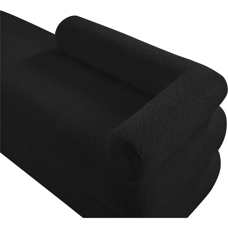 Meridian Furniture Kennedy Black Faux Shearling Teddy Fabric Bench
