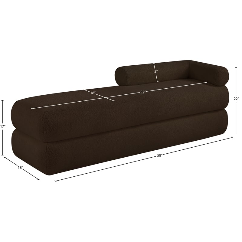 Meridian Furniture Kennedy Brown Faux Shearling Teddy Fabric Bench