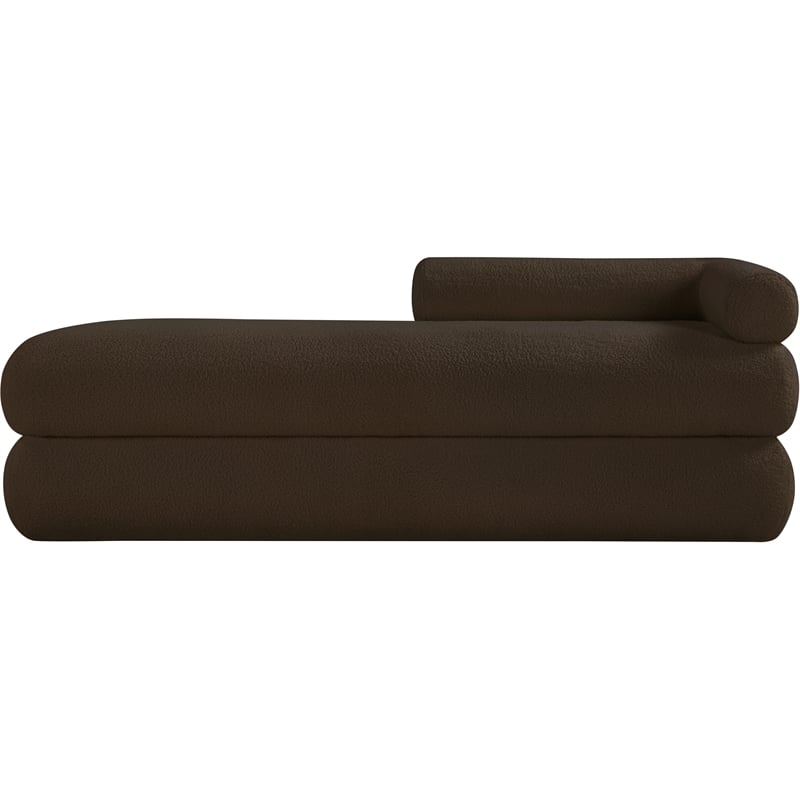 Meridian Furniture Kennedy Brown Faux Shearling Teddy Fabric Bench