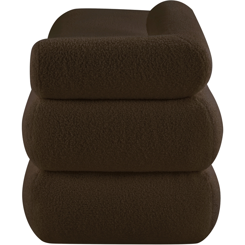 Meridian Furniture Kennedy Brown Faux Shearling Teddy Fabric Bench