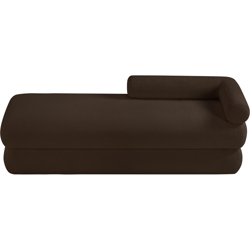 Meridian Furniture Kennedy Brown Faux Shearling Teddy Fabric Bench