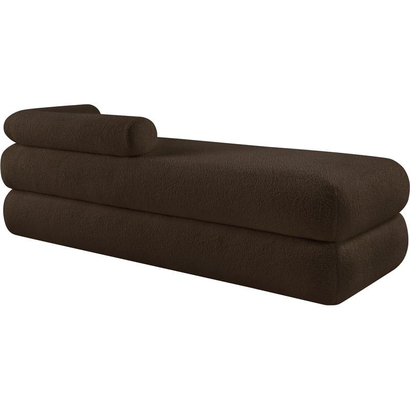 Meridian Furniture Kennedy Brown Faux Shearling Teddy Fabric Bench