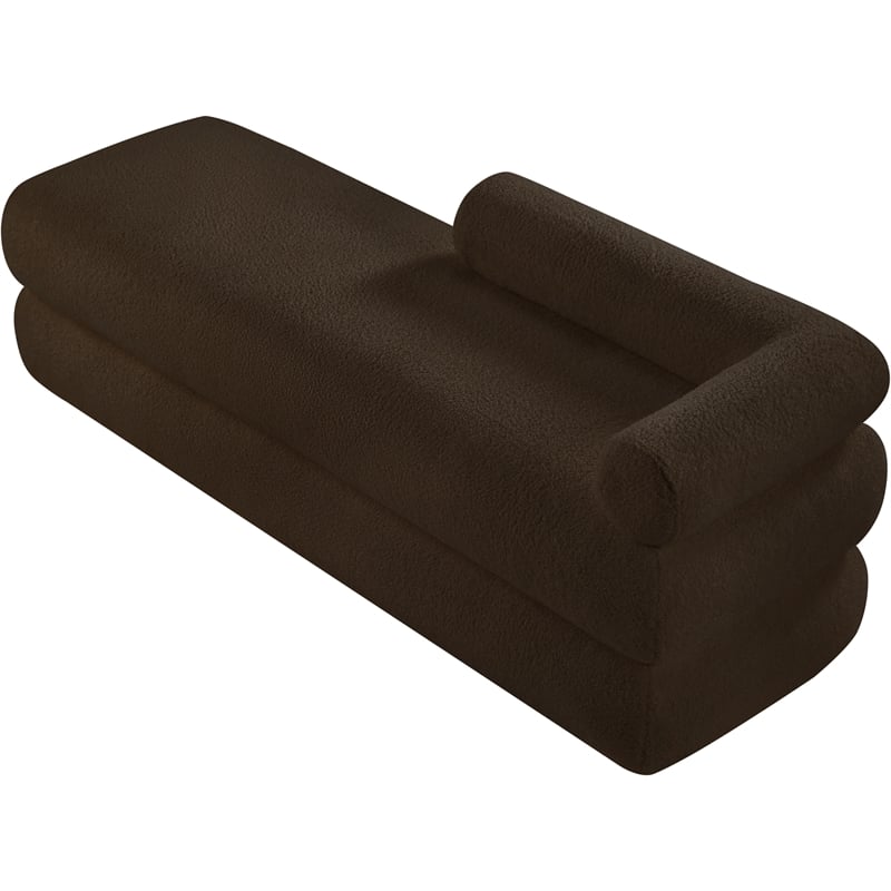 Meridian Furniture Kennedy Brown Faux Shearling Teddy Fabric Bench