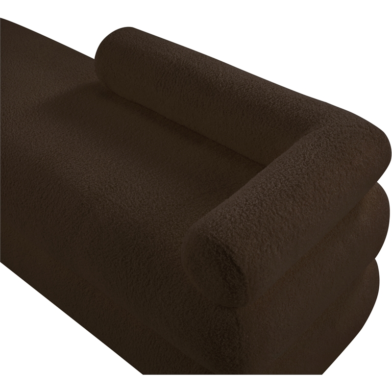 Meridian Furniture Kennedy Brown Faux Shearling Teddy Fabric Bench