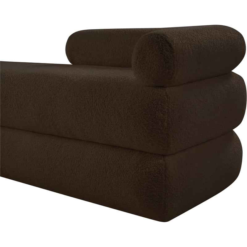 Meridian Furniture Kennedy Brown Faux Shearling Teddy Fabric Bench