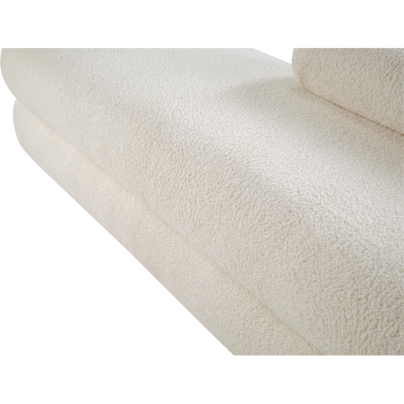 Meridian Furniture Kennedy Cream Faux Shearling Teddy Fabric Bench