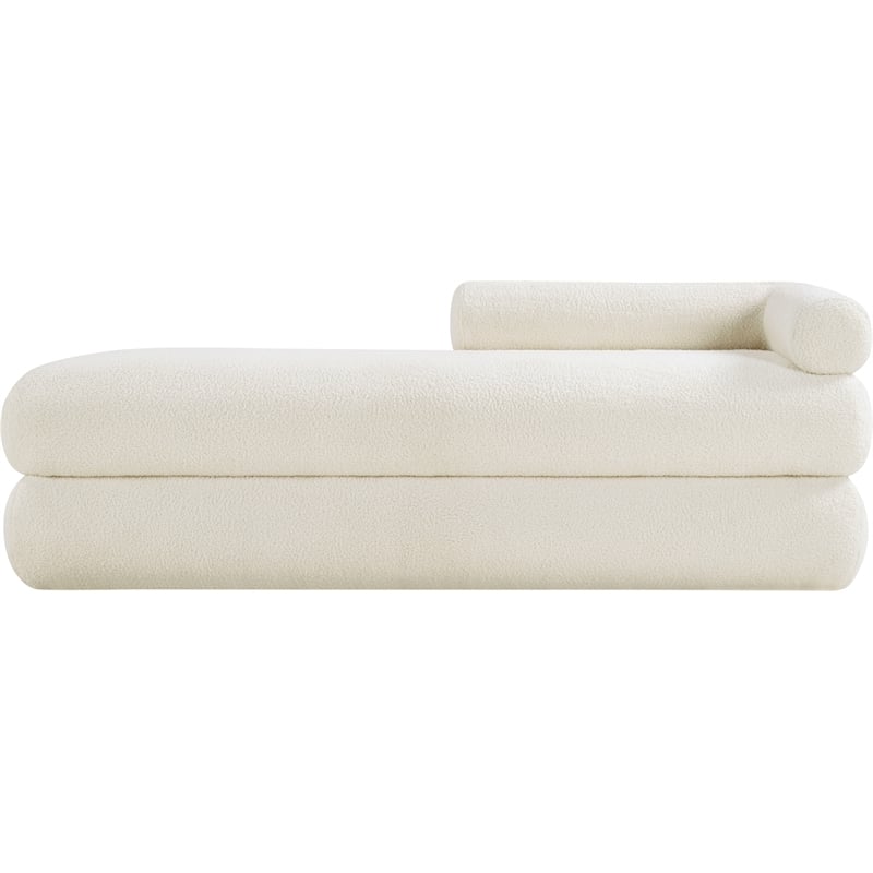 Meridian Furniture Kennedy Cream Faux Shearling Teddy Fabric Bench