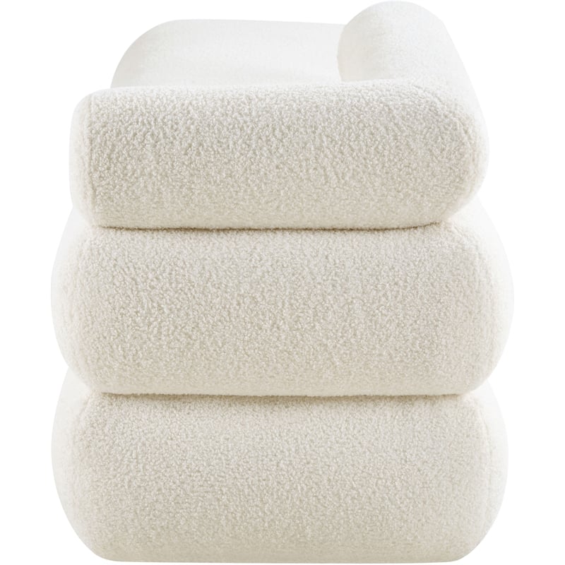 Meridian Furniture Kennedy Cream Faux Shearling Teddy Fabric Bench