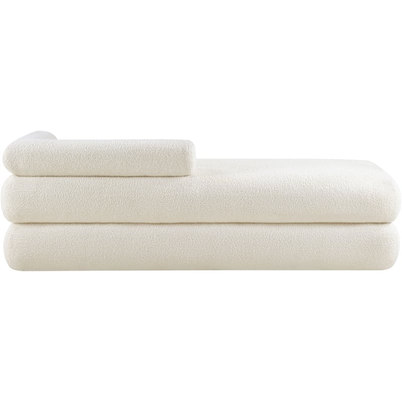 Meridian Furniture Kennedy Cream Faux Shearling Teddy Fabric Bench