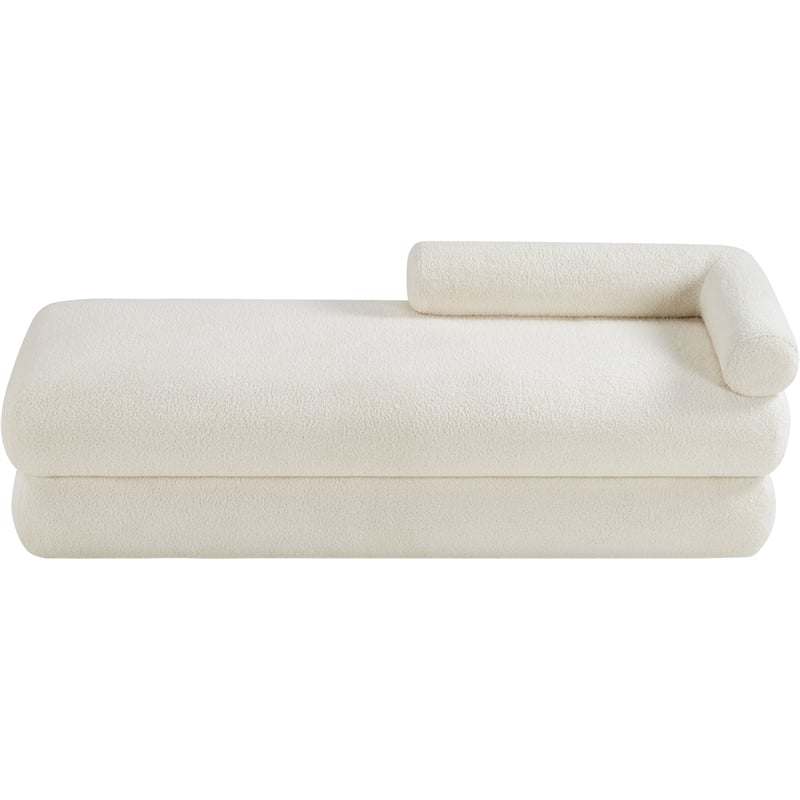 Meridian Furniture Kennedy Cream Faux Shearling Teddy Fabric Bench