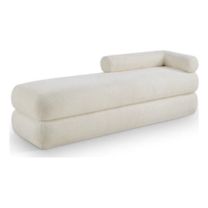 Meridian Furniture Kennedy Cream Faux Shearling Teddy Fabric Bench