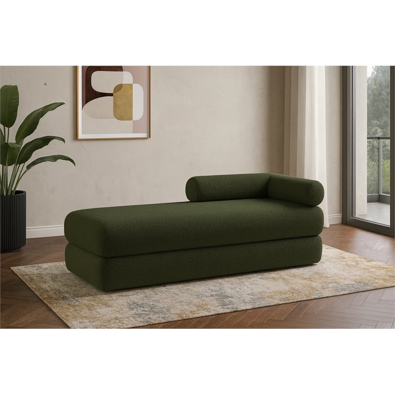 Meridian Furniture Kennedy Green Faux Shearling Teddy Fabric Bench